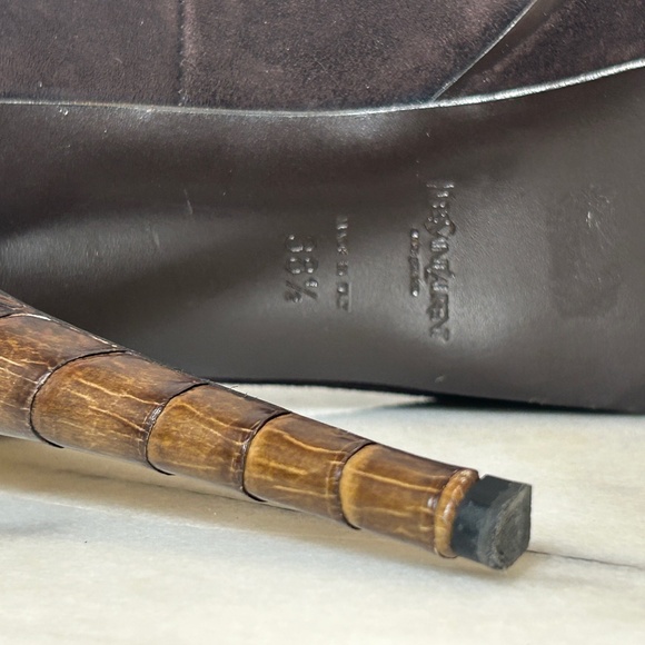 YSL Tribute 105 Suede Ostrich Platform Heels - Picture 8 of 8